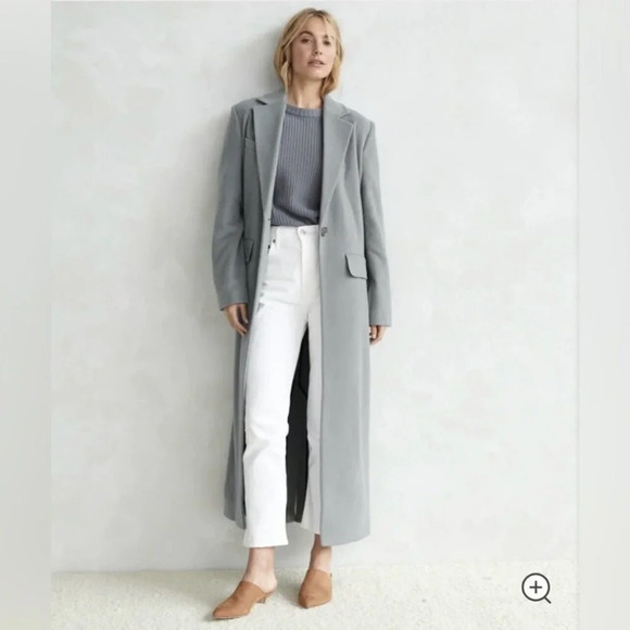 JENNI KAYNE Wool Cashmere Blend Coat Women’s Size XL Blue Longline Pocket Jacket - Picture 1 of 4